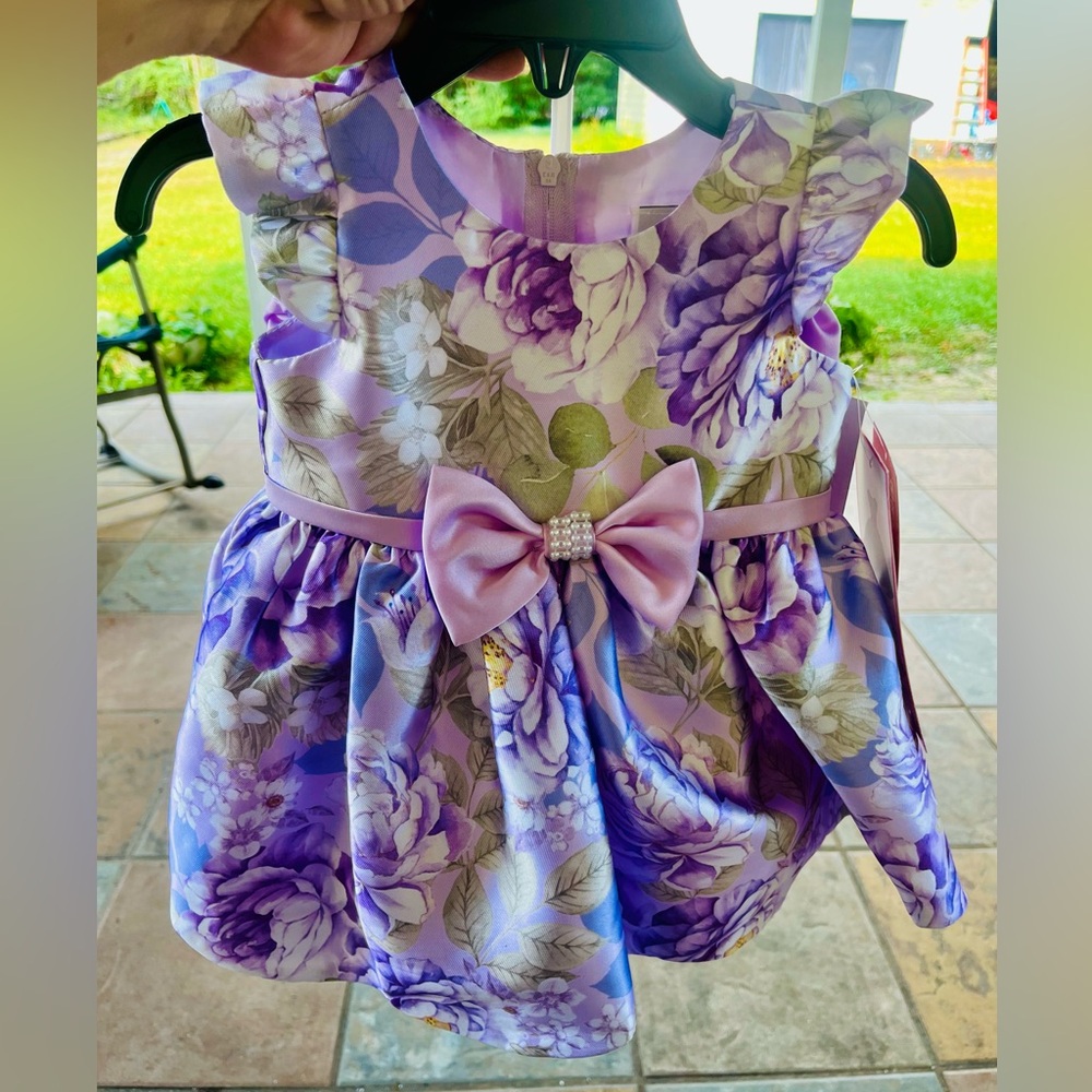 Rare Editions NWT Girls purple flowery dress